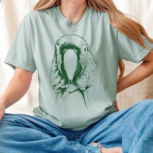 Parrot Head Line Art Graphic Tee Intricate Engraving Style